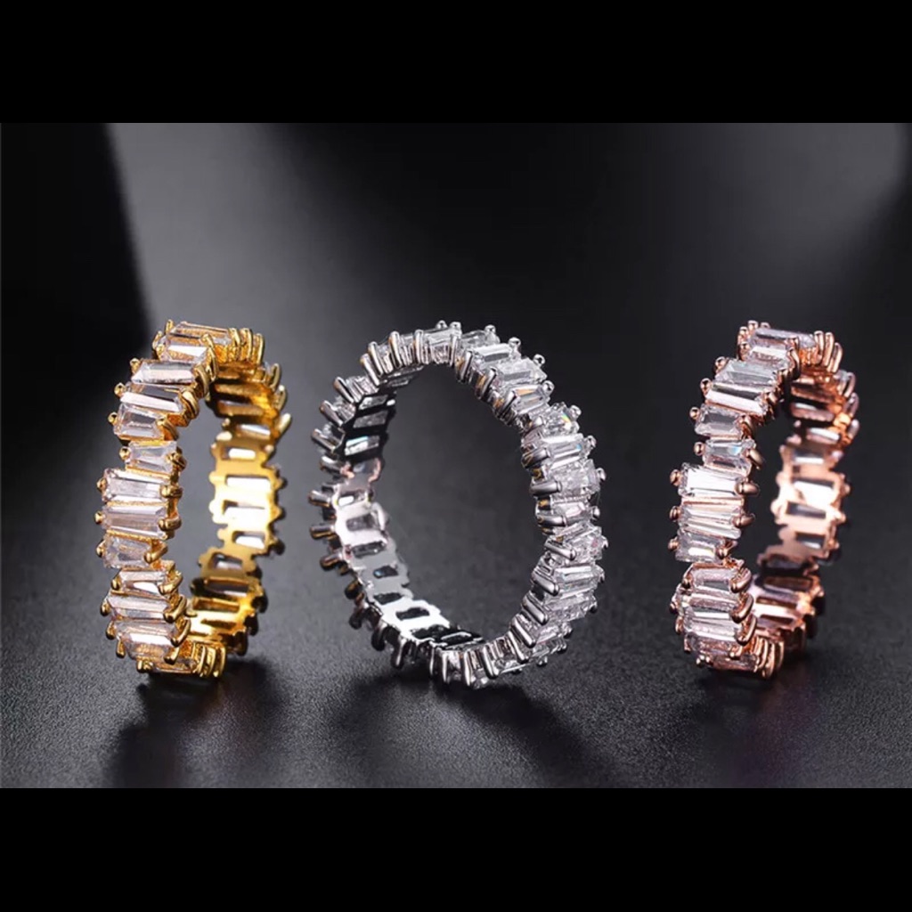 925 Sterling Silver Baguettes Czs Eternity Band